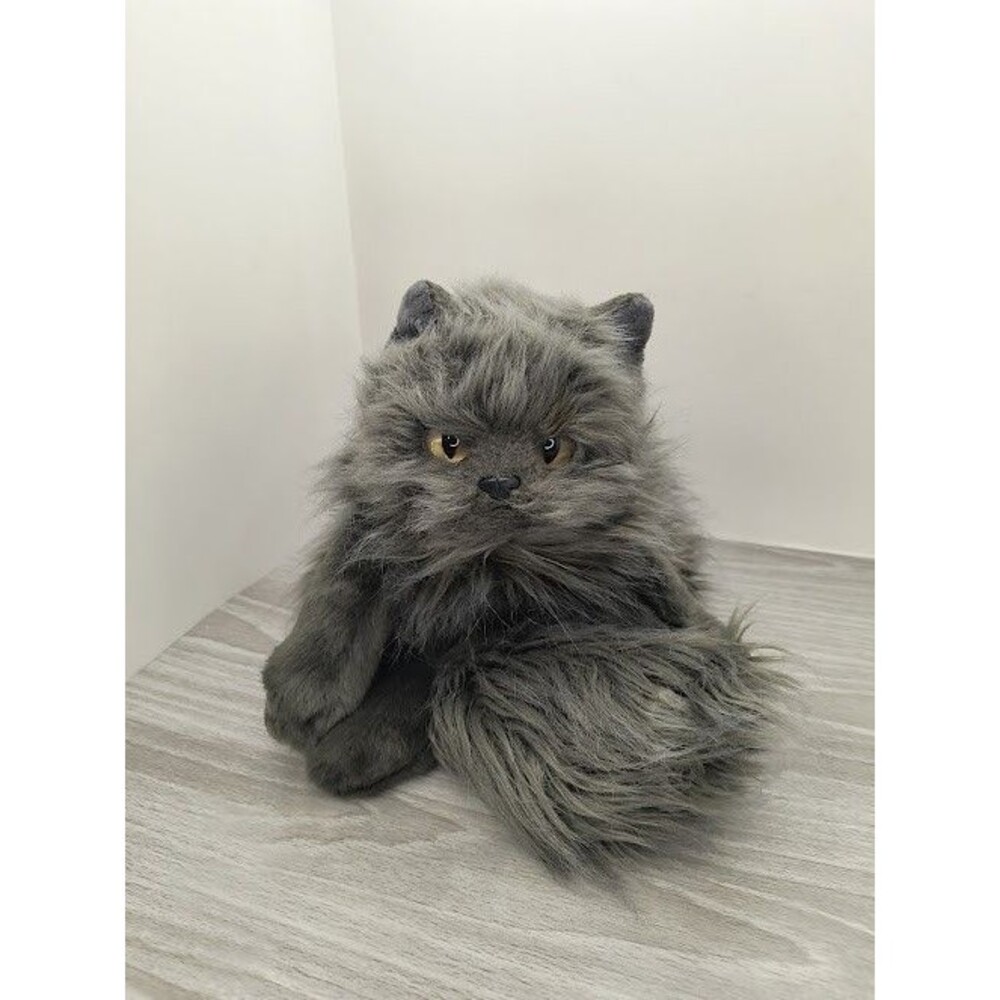 Ty Classic Smokey Cat Plush 18" Realistic Gray Long Hair Persian VTG 1999 CREEPY